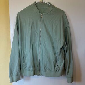 Light Sage Green Zip-Front Bomber Jacket